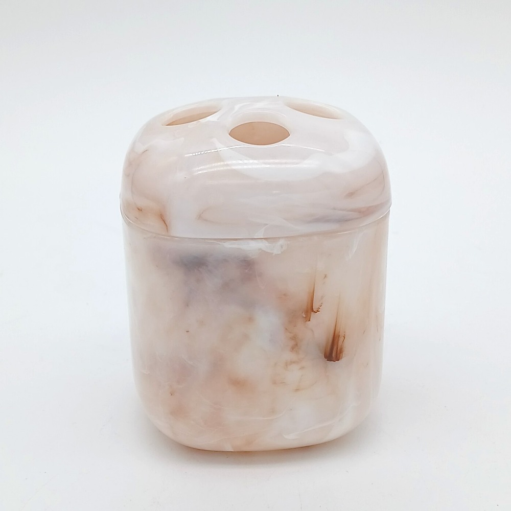 Vintage 80's Celluloid Faux Marble Swirl Retro Bathroom Toothbrush Holder